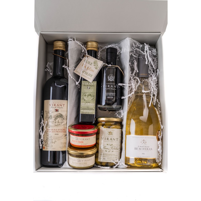 Coffret Epicure Vin rouge, vin blanc, et huile d'Olive du Chateau  d'Estoublon