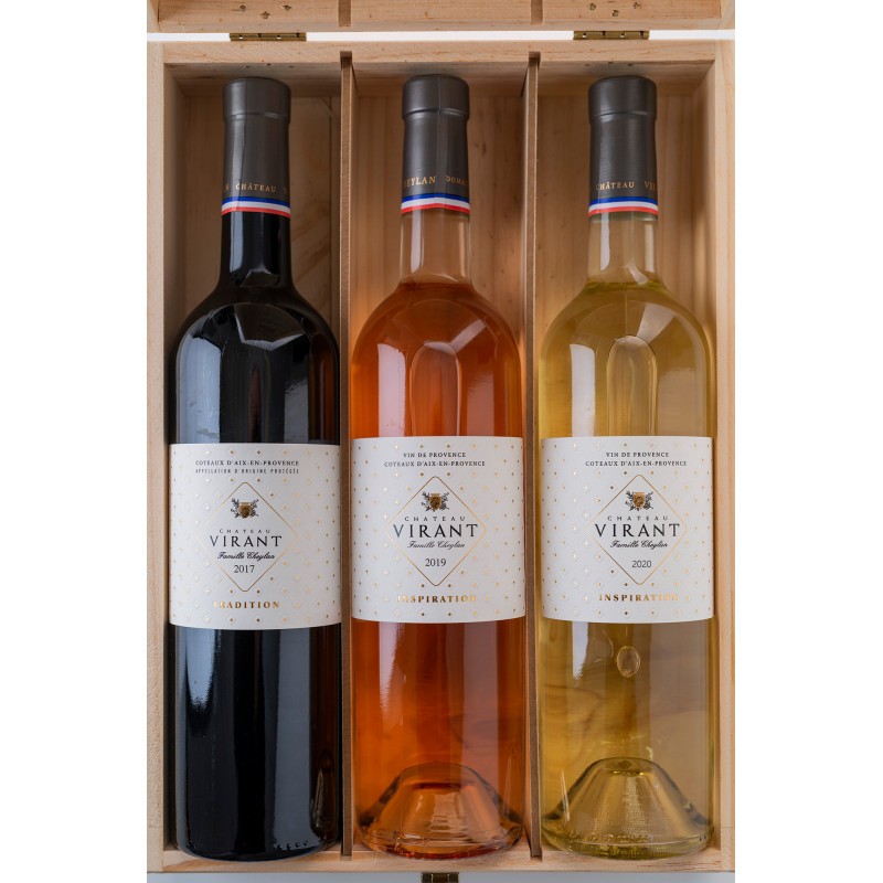 3 vins prestige dans un coffret bois