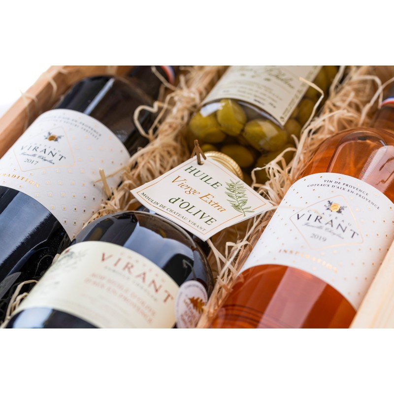 Coffret Epicure Vin rouge, vin blanc, et huile d'Olive du Chateau  d'Estoublon