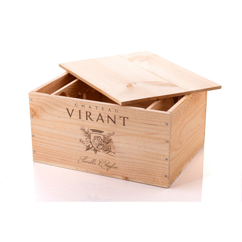 Coffret en Bois Avec Bouteille de Vin